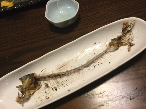 小田急相模原日本料理魚酔庭鮎の塩焼き完食