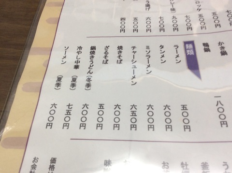 新潟喜ぐちラーメンメニュー