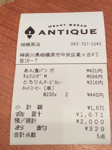 アンティーク会計レシートイートインカフェ